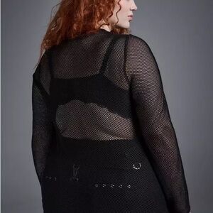 Torrid Black Fishnet Crew Long Sleeve Top